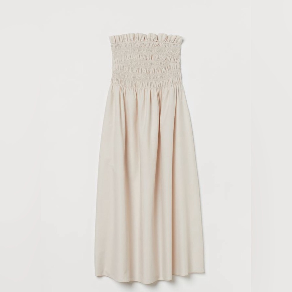 Smocked dress strapless cream/nude color